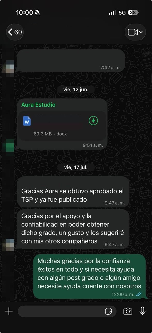 Un tesista cuenta que su trabajo de suficiencia profesional fue aprobado y publicado, y que recomendará el estudio.